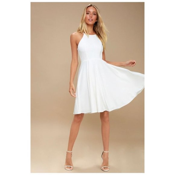 LULU'S Irresistible Charm White Midi Dress sz M Women's - Picture 1 of 9